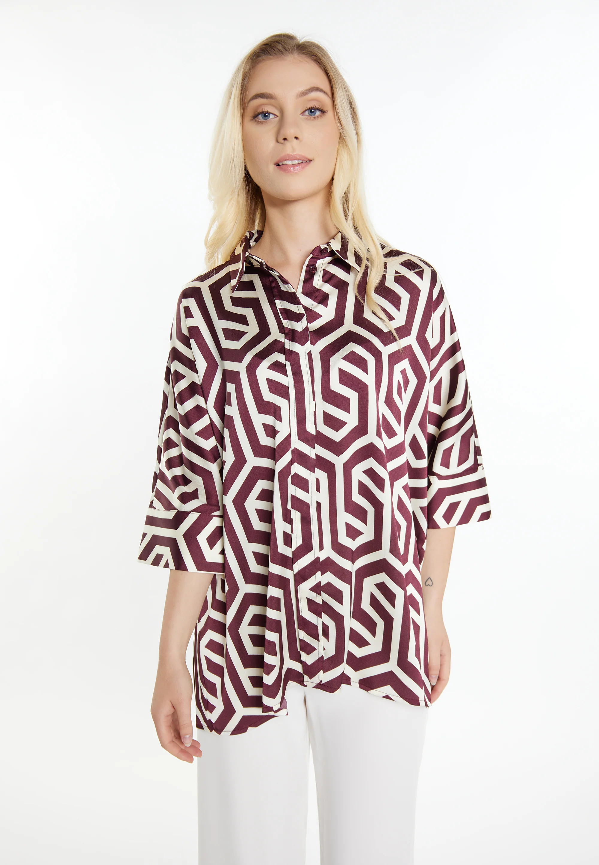DreiMaster Klassik Women's Shirt Blouse + Shopping Bag Set - Image 4