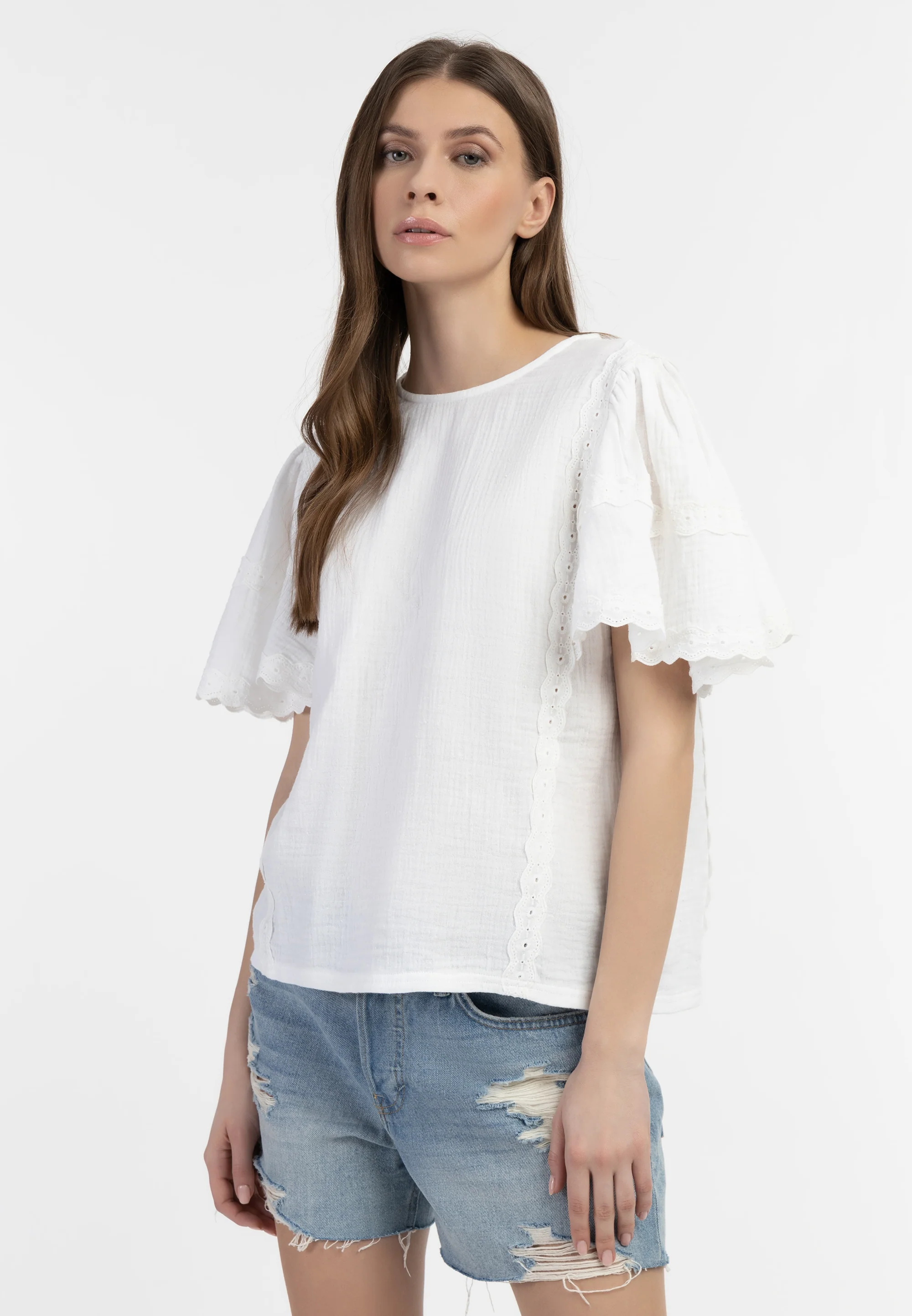 DreiMaster Vintage Women's Blouse Shirt With Lace - Image 3