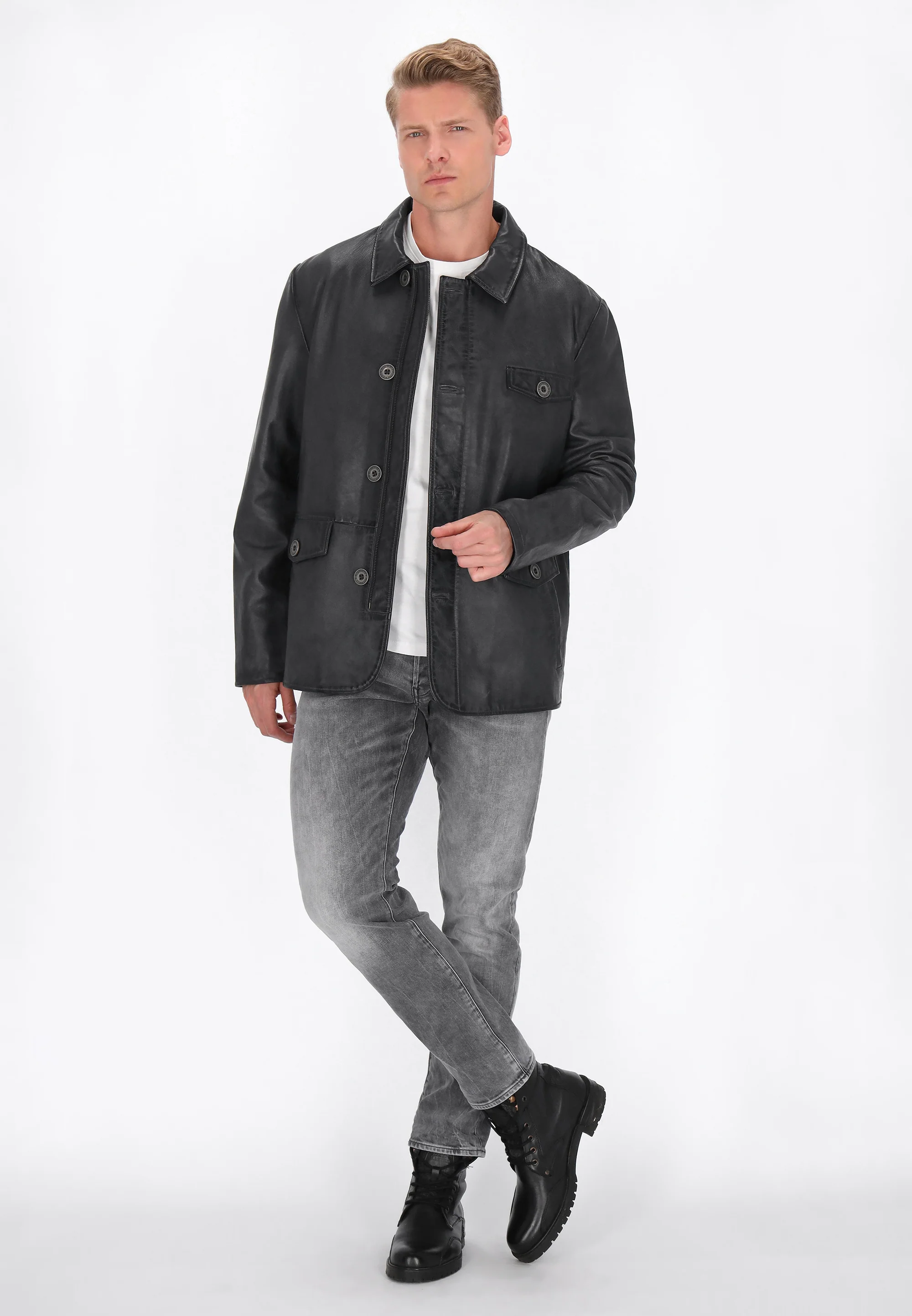 DreiMaster Vintage Men's Leather Jacket - Image 11