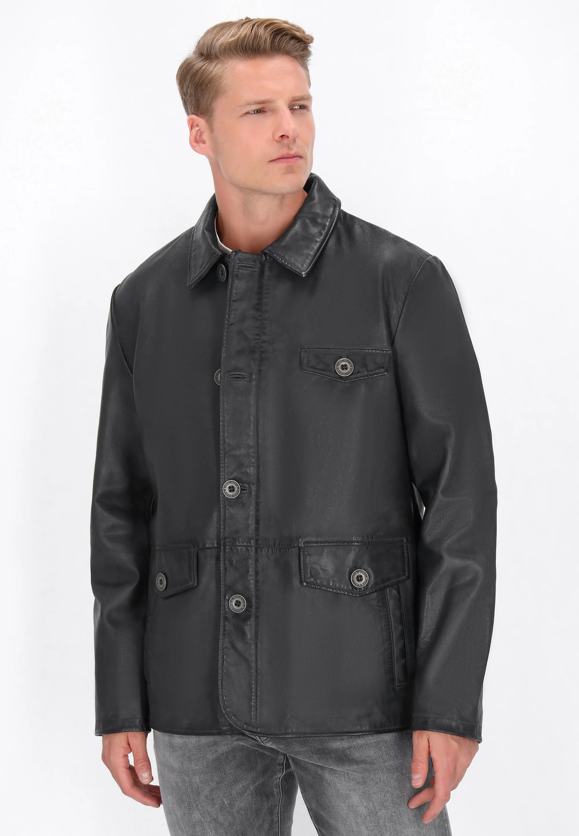 DreiMaster Vintage Men's Leather Jacket - Image 13