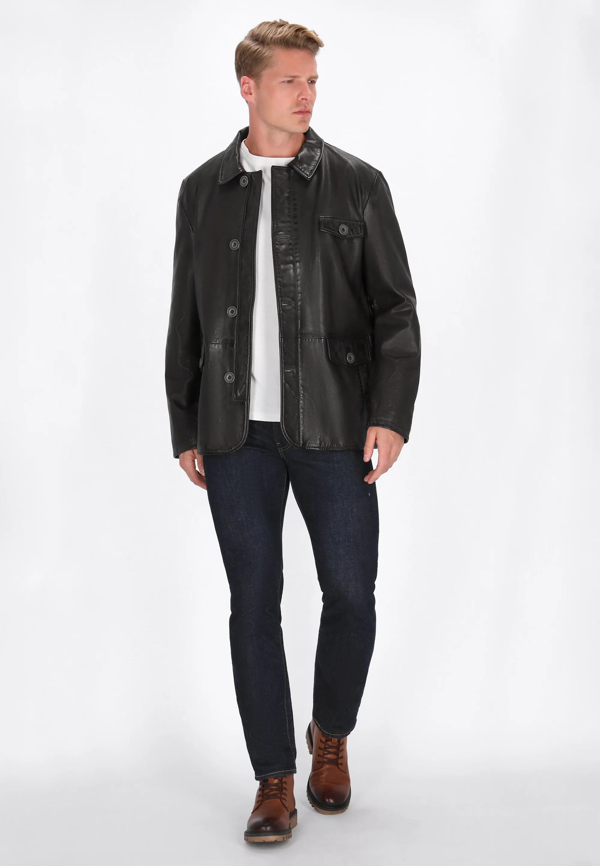 DreiMaster Vintage Men's Leather Jacket - Image 6
