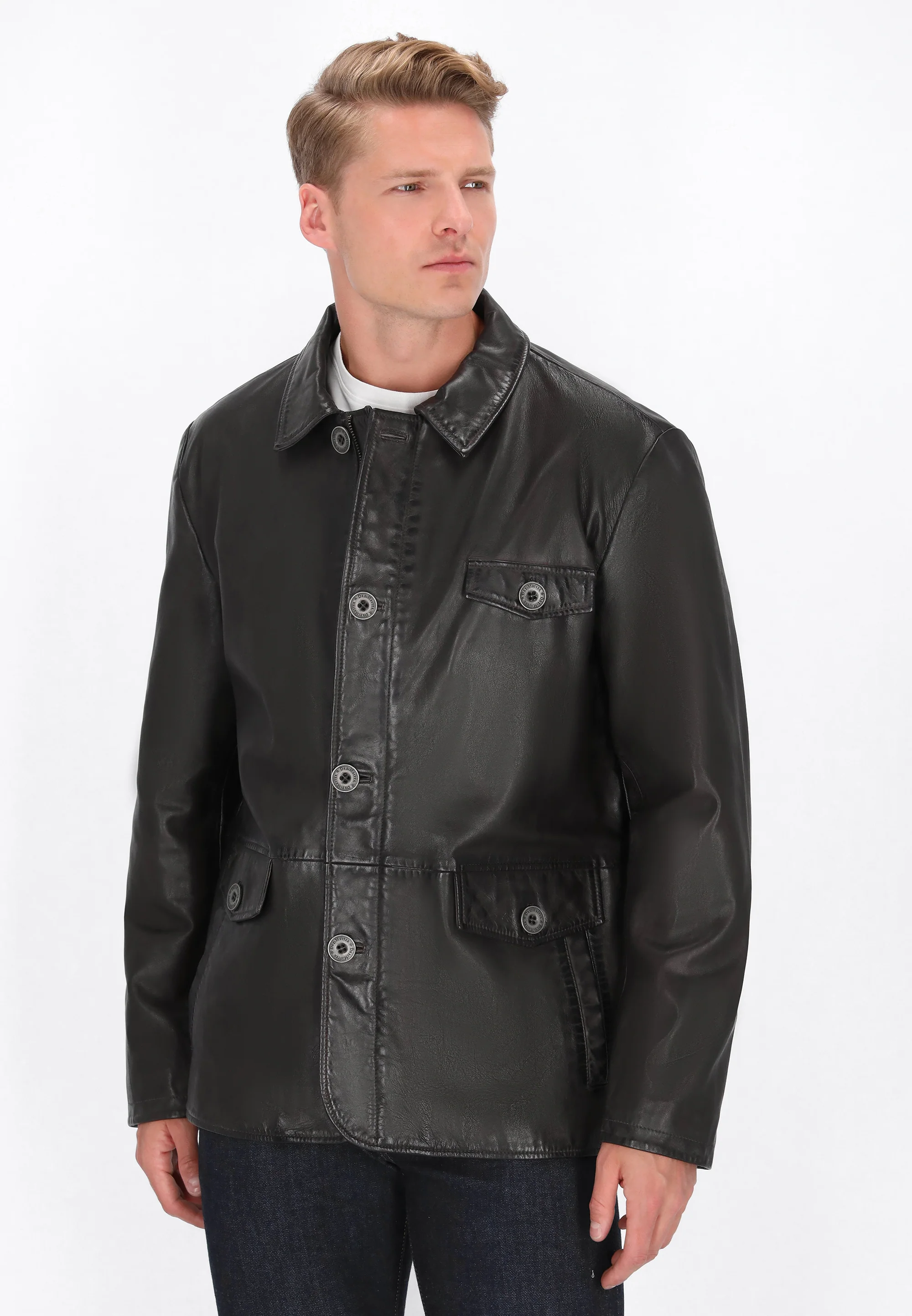 DreiMaster Vintage Men's Leather Jacket - Image 8