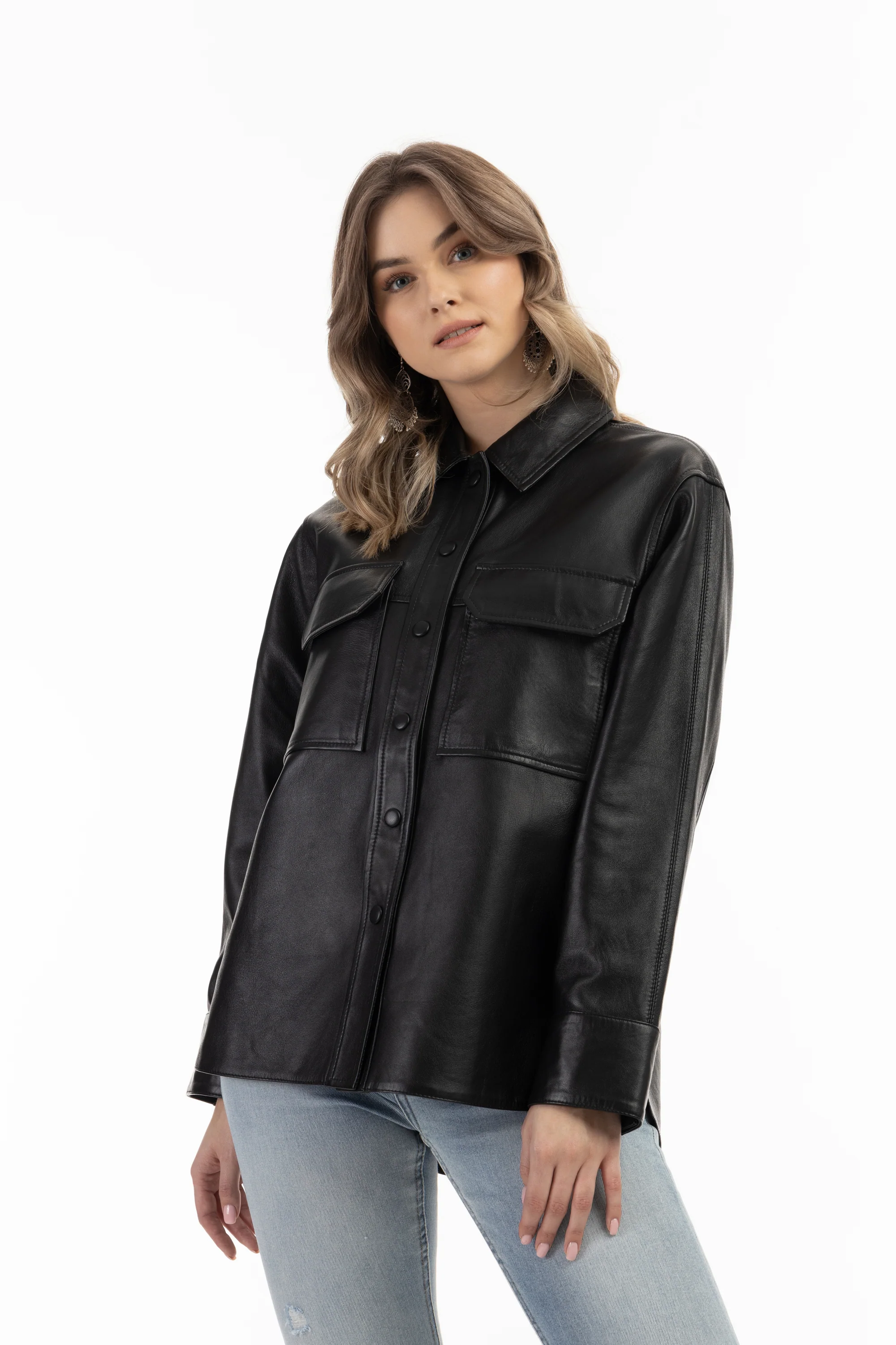 DreiMaster Vintage Women's Leather Shirt - Image 3